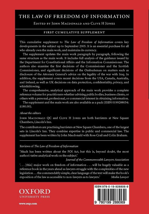 Produktbild: The Law of Freedom of Information