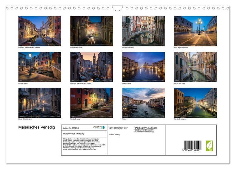 Produktbild: Malerisches Venedig (Wandkalender 2026 DIN A3 quer), CALVENDO Monatskalender