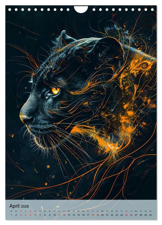 Produktbild: Raubkatzen - Geschmeidige J&auml;ger im Neonlicht (Wandkalender 2026 DIN A4 hoch), CALVENDO Monatskalender