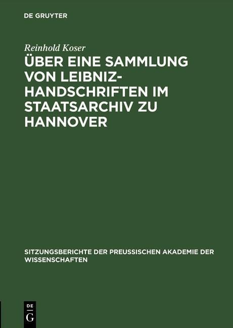 Produktbild: &Uuml;ber eine Sammlung von Leibniz-Handschriften im Staatsarchiv zu Hannover