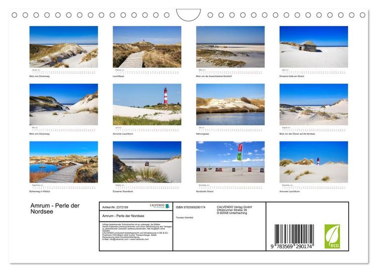Produktbild: Amrum - Perle der Nordsee (Wandkalender 2027 DIN A4 quer), CALVENDO Monatskalender