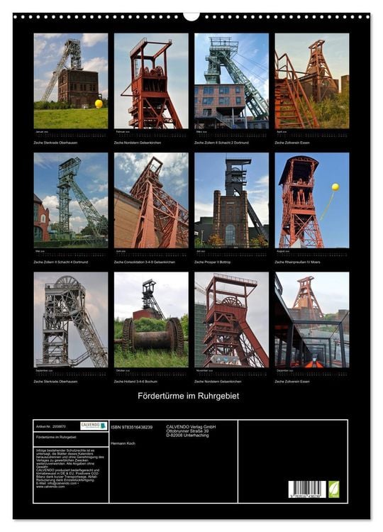 Produktbild: F&ouml;rdert&uuml;rme im Ruhrgebiet (Wandkalender 2026 DIN A2 hoch), CALVENDO Monatskalender