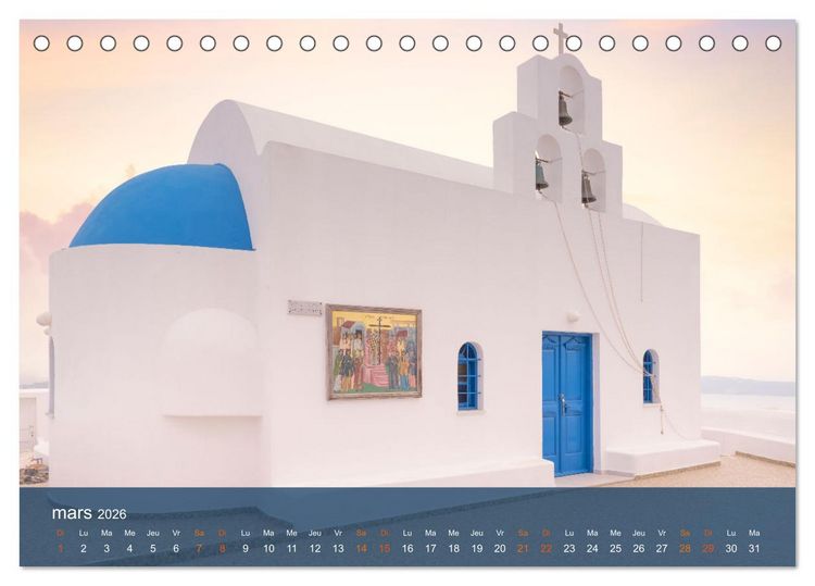 Produktbild: Santorin - La Magie des Cyclades (Calendrier de bureau 2026 DIN A5 vertical), CALVENDO calendrier mensuel