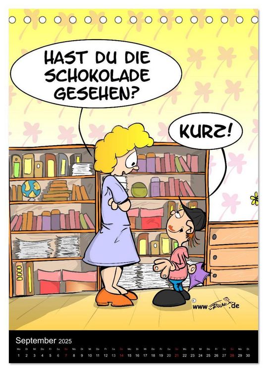 Comix Kalender 16 Monate – Terminplaner Mit Comics, Sprüchen & Aufklebern, 13x17,8 Cm, Hardcover Neongelb