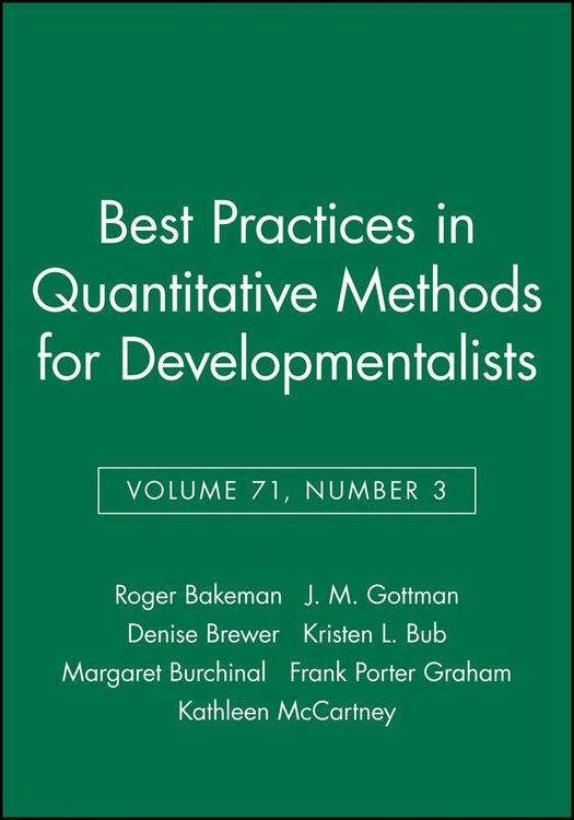 Produktbild: Best Practices in Quantitative Methods for Developmentalists, Volume 71, Number 3