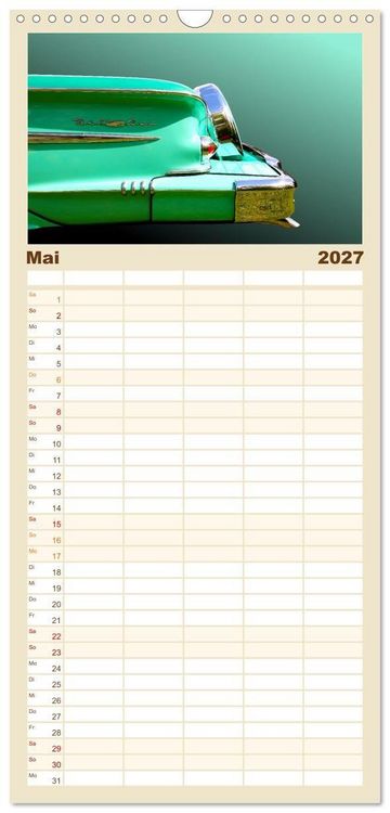 Produktbild: Familienplaner 2027 - American Dream: Heckflossen-Ikonen mit 5 Spalten (Wandkalender, 21 x 45 cm) CALVENDO