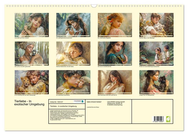 Produktbild: Tierliebe - In exotischer Umgebung (Wandkalender 2026 DIN A2 quer), CALVENDO Monatskalender