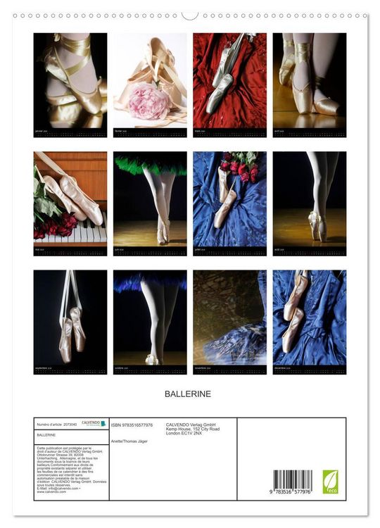 Produktbild: BALLERINE (Calendrier mural 2026 DIN A2 horizontal) calendrier de bureau