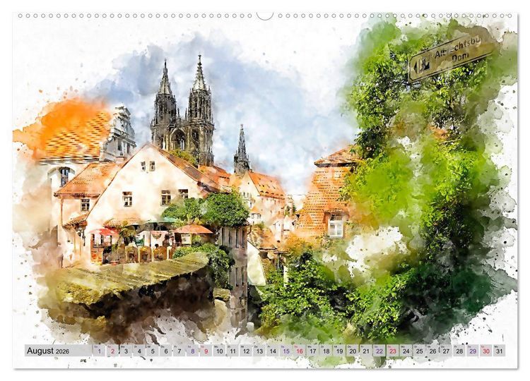Produktbild: Malerisches Mei&szlig;en (hochwertiger Premium Wandkalender 2026 DIN A2 quer), Kunstdruck in Hochglanz