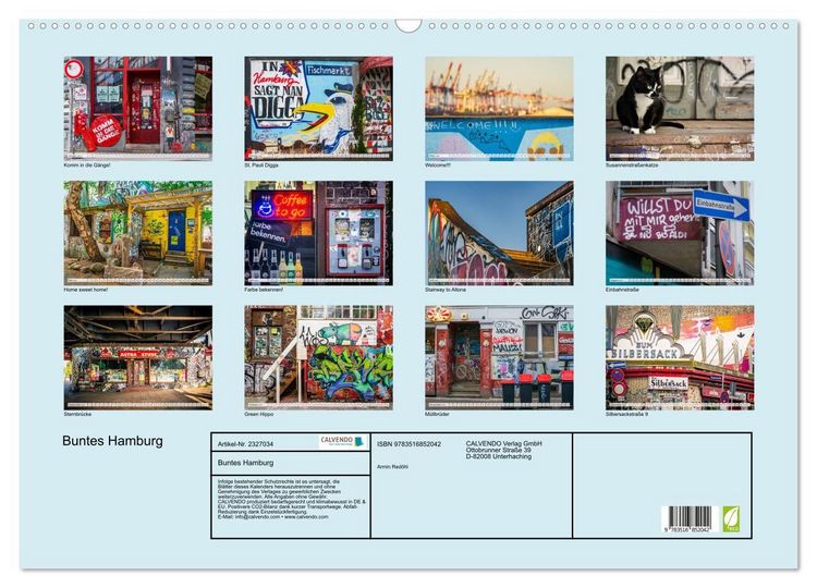Produktbild: Buntes Hamburg (Wandkalender 2027 DIN A2 quer), CALVENDO Monatskalender