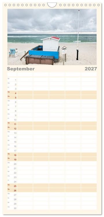 Produktbild: Familienplaner 2027 - Nordsee Insel Sylt mit 5 Spalten (Wandkalender, 21 x 45 cm) CALVENDO