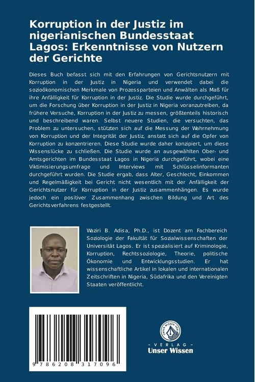 Produktbild: Korruption in der Justiz im nigerianischen Bundesstaat Lagos: Erkenntnisse von Nutzern der Gerichte