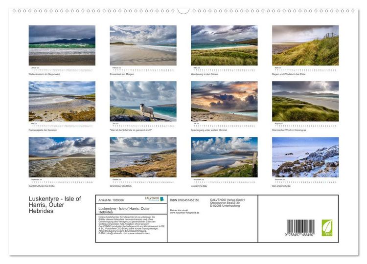 Produktbild: Luskentyre - Isle of Harris, Outer Hebrides (hochwertiger Premium Wandkalender 2026 DIN A2 quer), Kunstdruck in Hochglanz