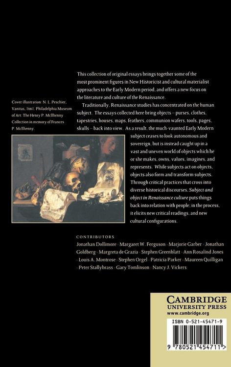 Produktbild: Subject and Object in Renaissance Culture