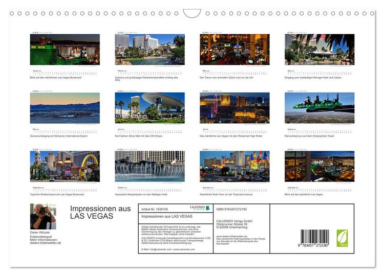 Produktbild: Impressionen aus LAS VEGAS (Wandkalender 2026 DIN A3 quer), CALVENDO Monatskalender