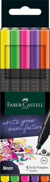 Produktbild: Faber-Castell Fineliner Grip Finepen neon 5er Set