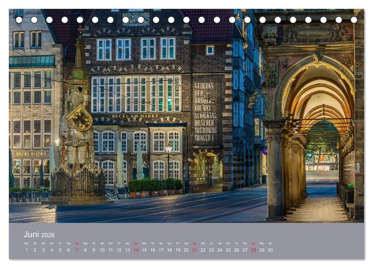 Produktbild: Nachts in Bremen (Tischkalender 2026 DIN A5 quer), CALVENDO Monatskalender