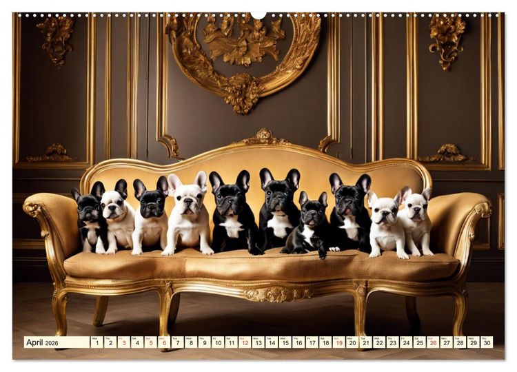 Produktbild: Little kings - French Bulldogs (Wall Calendar 2026 DIN A2 landscape), CALVENDO 12 Month Wall Calendar