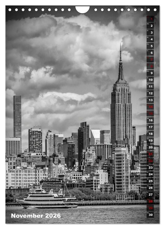 Produktbild: NEW YORK CITY Monochrome Stadtansichten (Wandkalender 2026 DIN A4 hoch), CALVENDO Monatskalender