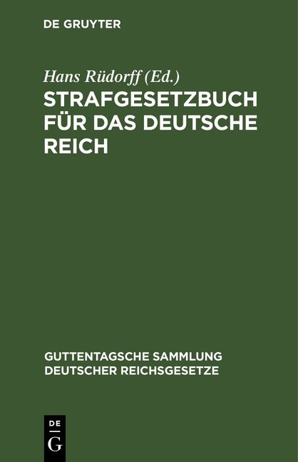 Produktbild: Strafgesetzbuch f&uuml;r das Deutsche Reich