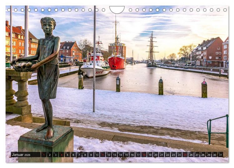 Produktbild: EMDEN Seehafenstadt mit Flair (Wandkalender 2026 DIN A4 quer), CALVENDO Monatskalender