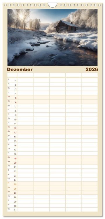 Produktbild: Familienplaner 2026 - H&uuml;ttenzauber - Ein visueller Streifzug durch Norwegens Wildnis mit 5 Spalten (Wandkalender, 21 x 45 cm) CALVENDO