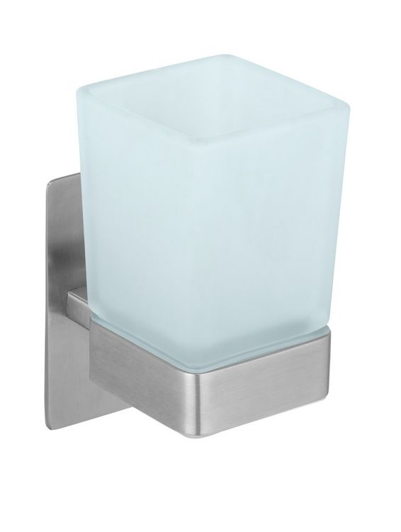 Produktbild: Turbo-Loc&reg; Zahnputzbecher Mod. Genova Matt, Abnehmbarer Becher aus satiniertem Glas