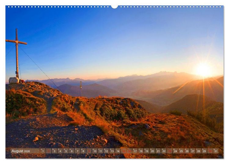 Produktbild: Gipfelkreuze im Sonnenlicht (hochwertiger Premium Wandkalender 2026 DIN A2 quer), Kunstdruck in Hochglanz