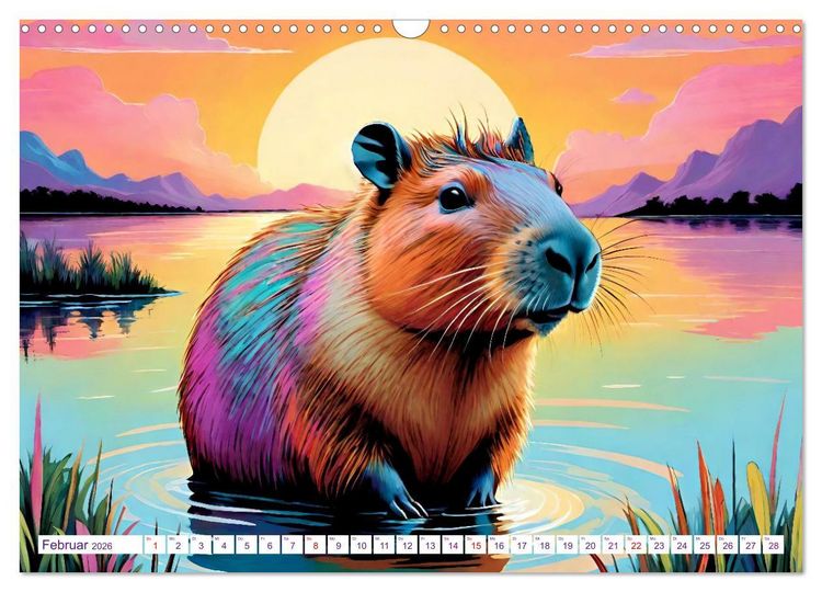 Produktbild: Wasserschweine. Mit Capybaras durch Fluss, Feld und Jahreszeiten (Wandkalender 2026 DIN A3 quer), CALVENDO Monatskalender
