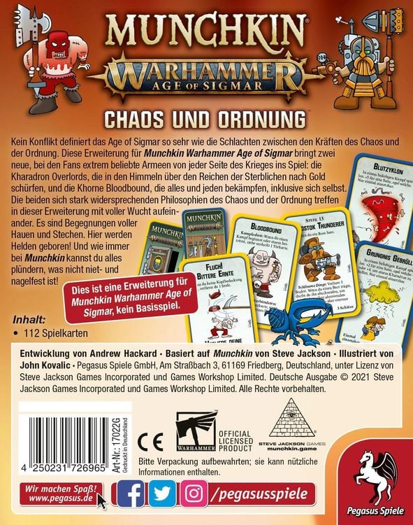 Produktbild: Munchkin Warhammer Age of Sigmar, Chaos & Ordnung (Spiel-Zubehör)