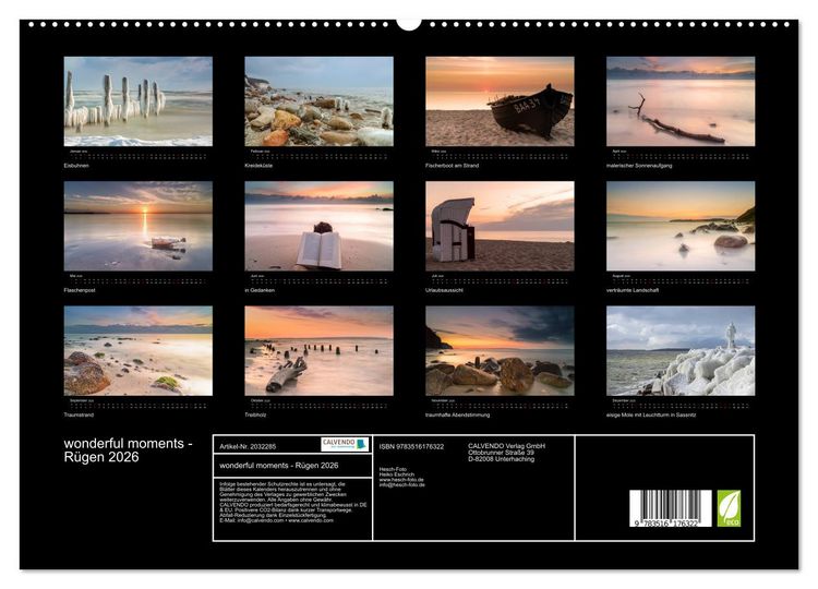 Produktbild: wonderful moments - R&uuml;gen 2026 (hochwertiger Premium Wandkalender 2026 DIN A2 quer), Kunstdruck in Hochglanz
