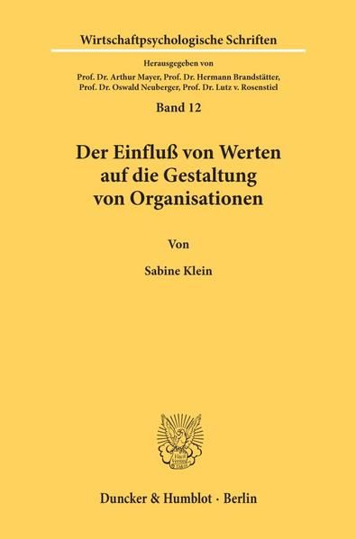 Produktbild: Der Einflu&szlig; von Werten auf die Gestaltung von Organisationen.