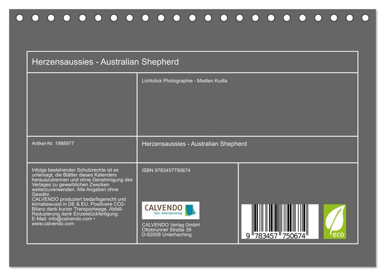 Produktbild: Herzensaussies - Australian Shepherd (Tischkalender 2026 DIN A5 quer), CALVENDO Monatskalender