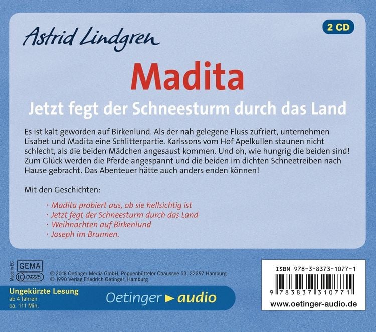 Produktbild: Madita. Jetzt fegt der Schneesturm durch das Land