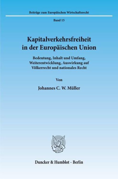 Produktbild: Kapitalverkehrsfreiheit in der Europ&auml;ischen Union.