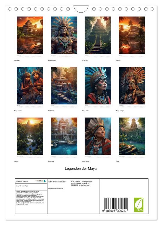 Produktbild: Legenden der Maya (Wandkalender 2026 DIN A4 hoch), CALVENDO Monatskalender