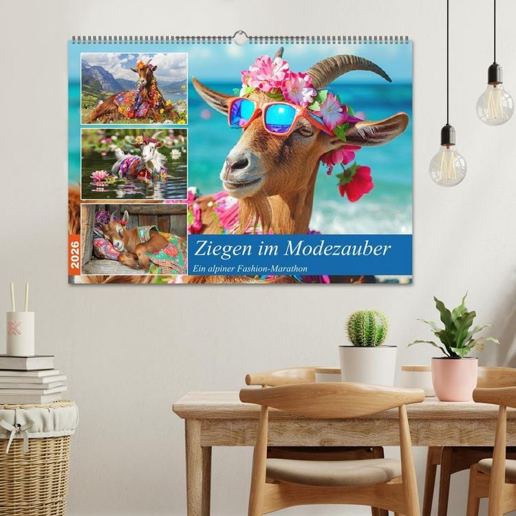 Produktbild: Ziegen im Modezauber. Ein alpiner Fashion-Marathon (Wandkalender 2026 DIN A2 quer), CALVENDO Monatskalender