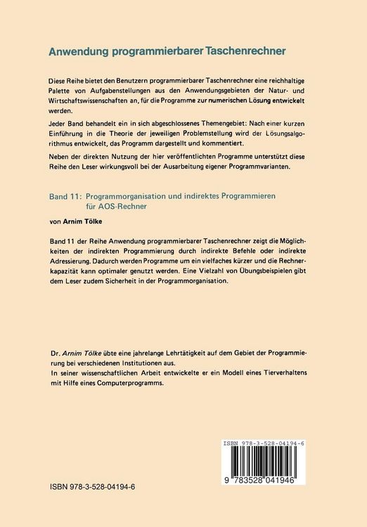 Produktbild: Programmorganisation und indirektes Programmieren f&uuml;r AOS-Rechner