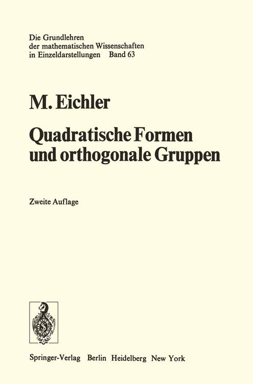 Produktbild: Quadratische Formen und orthogonale Gruppen