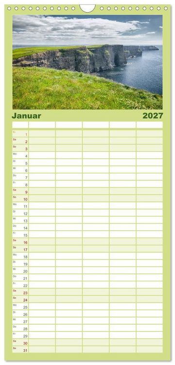 Produktbild: Familienplaner 2027 - Irland - Zauberhafte Augenblicke mit 5 Spalten (Wandkalender, 21 x 45 cm) CALVENDO