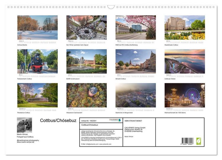 Produktbild: Cottbus/Ch&oacute;sebuz (Wandkalender 2026 DIN A2 quer), CALVENDO Monatskalender