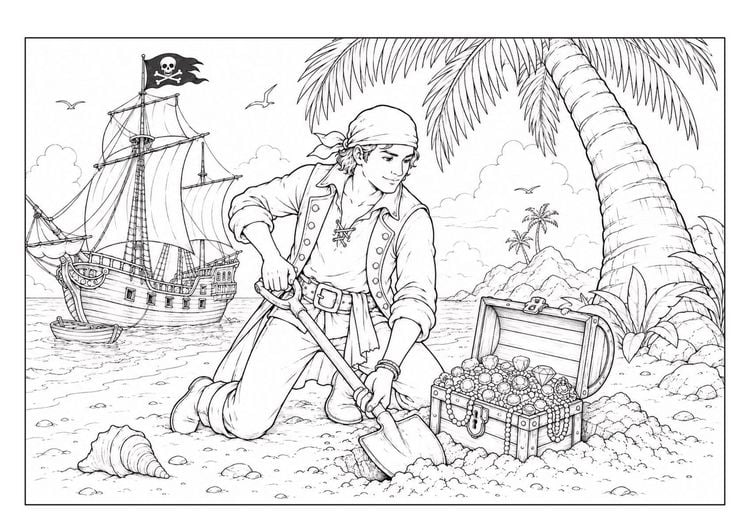 Produktbild: Piraten Malbuch f&uuml;r Kinder von 6&ndash;10 Jahren mit 50 spannenden Ausmalbildern