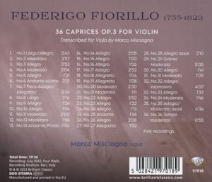Produktbild: Fiorillo:36 Caprices op.3 For Violin Transcribed