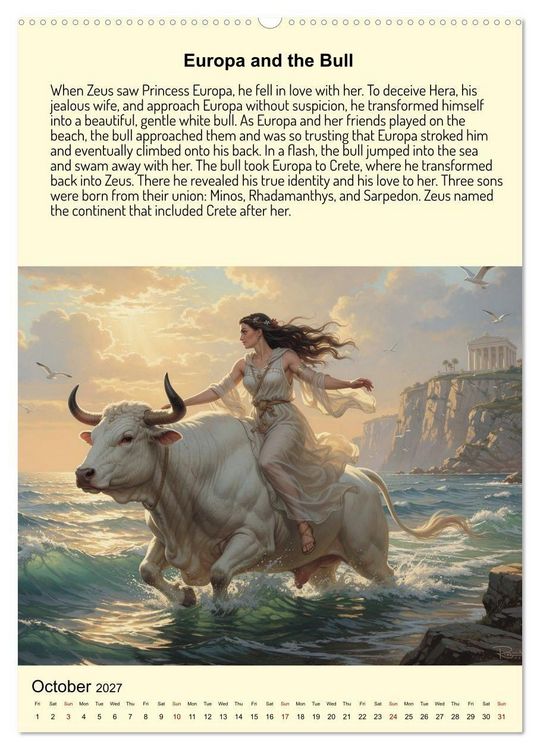 Produktbild: Legends of the Greek Mythology (High Quality Premium Wall Calendar 2027 DIN A2 portrait),CALVENDO 12 Month Wall Calendar