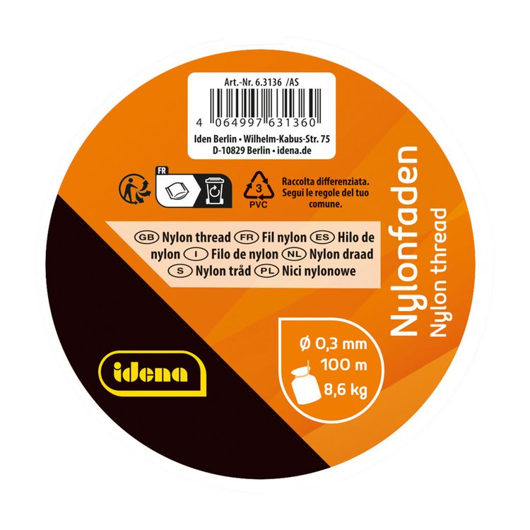 Produktbild: Idena Nylonfaden auf Spule transparent 0,3mmx100m