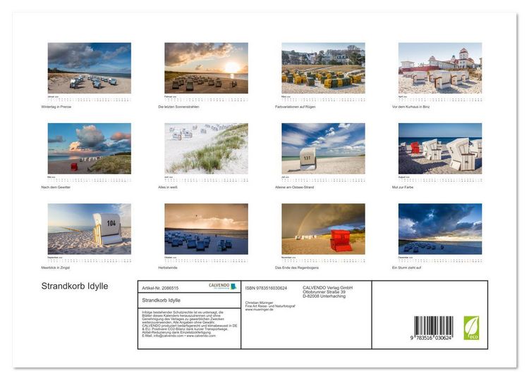 Produktbild: Strandkorb Idylle (Wandkalender 2026 DIN A3 quer), CALVENDO Monatskalender