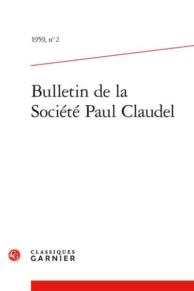 Produktbild: Bulletin de la Societe Paul Claudel ; Varia
