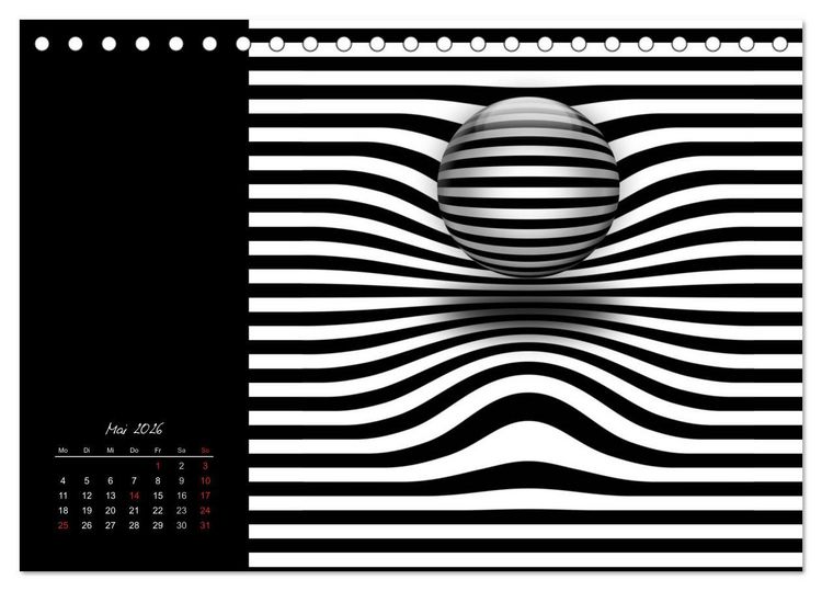 Produktbild: Optische Kunst im Quadrat (Tischkalender 2026 DIN A5 quer), CALVENDO Monatskalender