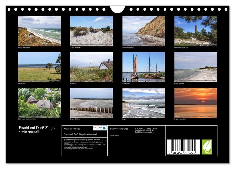 Produktbild: Fischland Dar&szlig; Zingst - wie gemalt (Wandkalender 2026 DIN A4 quer), CALVENDO Monatskalender