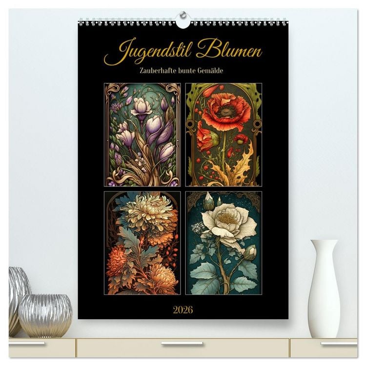 Produktbild: Jugendstil Blumen (hochwertiger Premium Wandkalender 2026 DIN A2 hoch), Kunstdruck in Hochglanz
